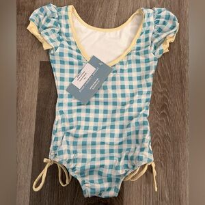 Well Dressed Wolf Wildling Swim Leotard, Aqua Gingham 18month. BNWT